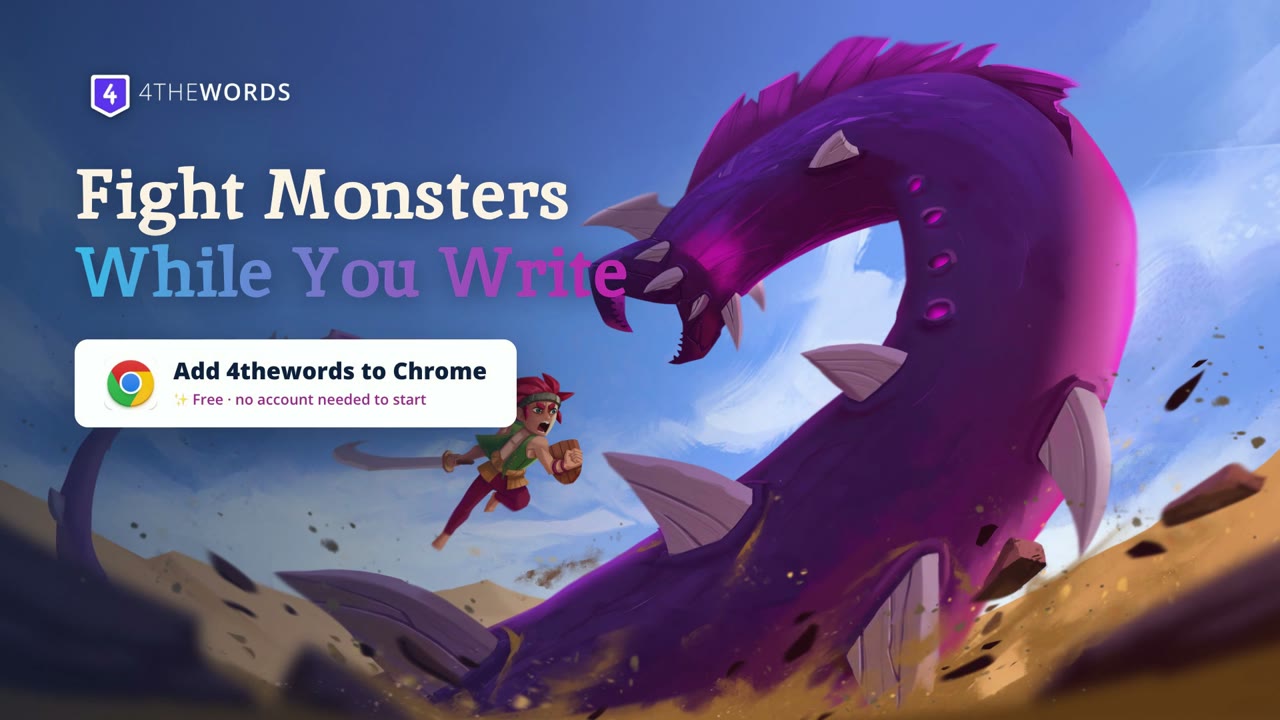 Fight monsters while you write: the 4thewords extension in 30 seconds